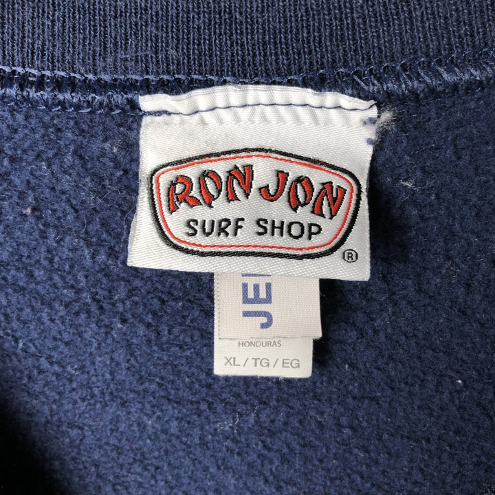 Jerzees Ron Jon Printed Sweatshirt, Men's, Size XL, Vintage cotton navy blue type Vintage Second Hand