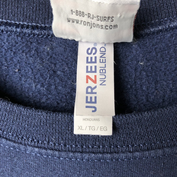 Jerzees Ron Jon Printed Sweatshirt, Men's, Size XL, Vintage cotton navy blue type Vintage Second Hand