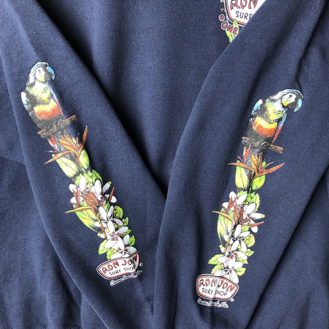 Jerzees Ron Jon Printed Sweatshirt, Men's, Size XL, Vintage cotton navy blue type Vintage Second Hand