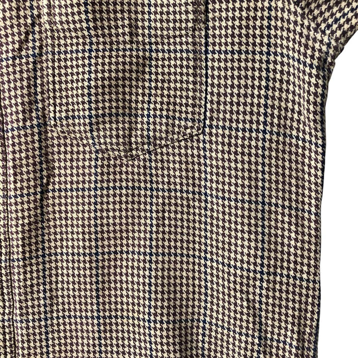 90'S J.Crew Houndstooth Pattern Gun Club Check Long Sleeve Flannel Check Shirt, Men's Size L, Vintage cotton Beige type Vintage Second Hand