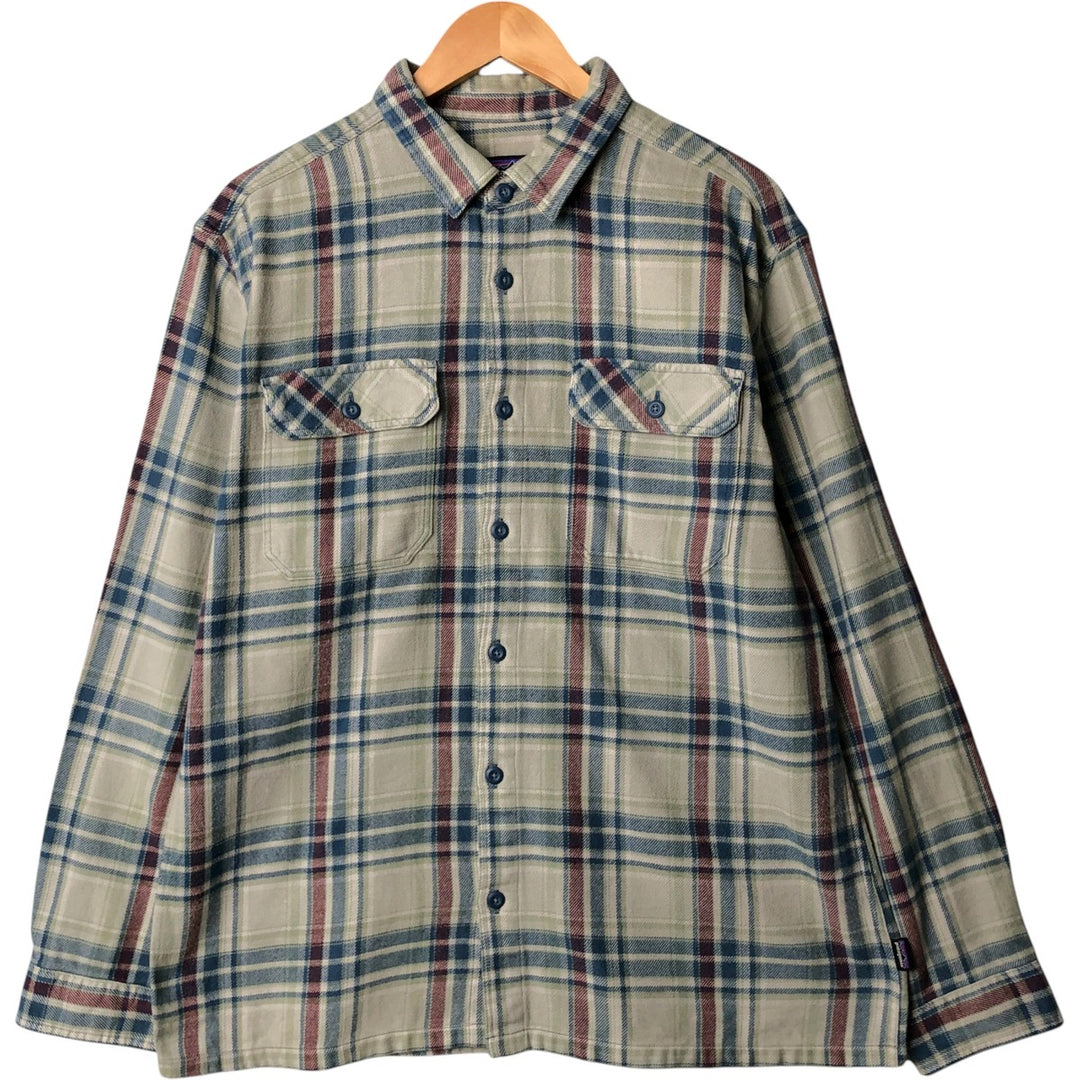 Patagonia Organic Cotton Long Sleeve Flannel Check Shirt, Men's Size L (STY53947FA14) Organic cotton gray type Vintage Second Hand