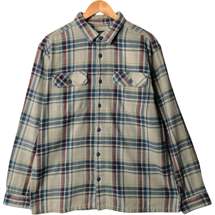 Patagonia Organic Cotton Long Sleeve Flannel Check Shirt, Men's Size L (STY53947FA14) Organic cotton gray type Vintage Second Hand
