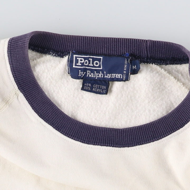 Ralph Lauren POLO by Ralph Lauren One Point Logo Sweatshirt Trainer Men's M size cotton pale white type Vintage Second Hand