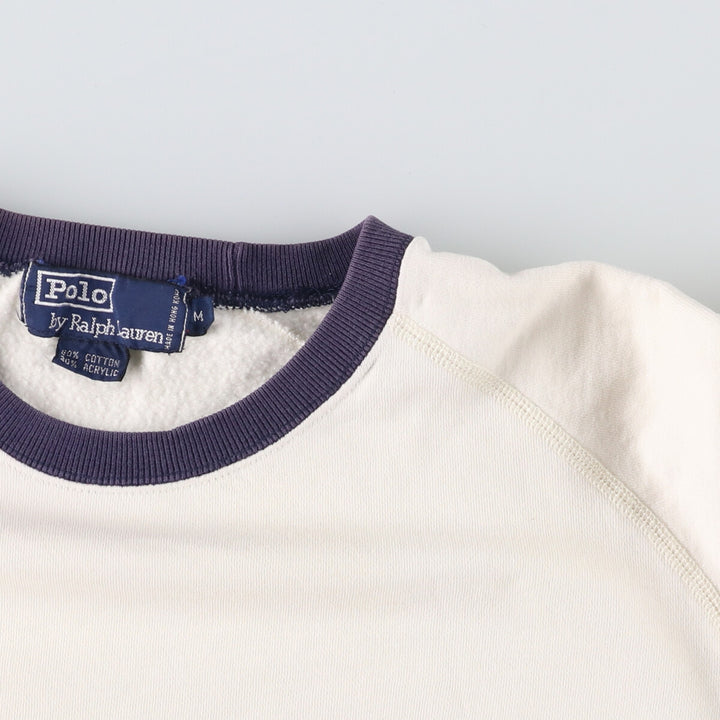 Ralph Lauren POLO by Ralph Lauren One Point Logo Sweatshirt Trainer Men's M size cotton pale white type Vintage Second Hand