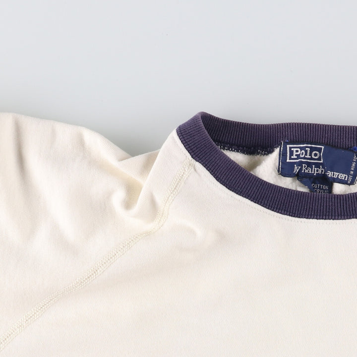Ralph Lauren POLO by Ralph Lauren One Point Logo Sweatshirt Trainer Men's M size cotton pale white type Vintage Second Hand