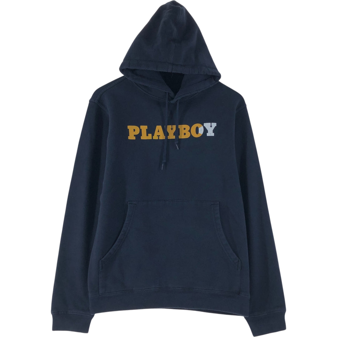 Playboy PLAYBOY Sweatshirt Pullover Hoodie, Men's Size Small cotton navy blue type Vintage Second Hand