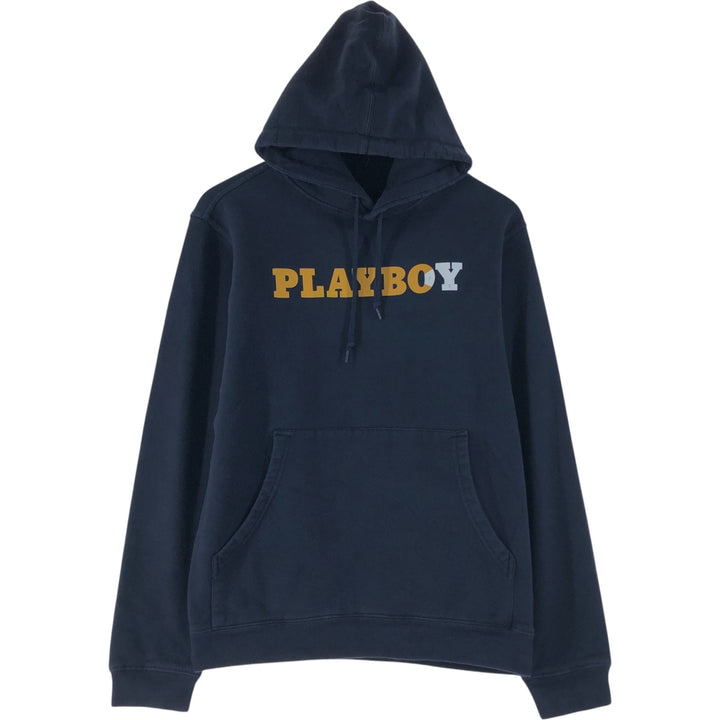 Playboy PLAYBOY Sweatshirt Pullover Hoodie, Men's Size Small cotton navy blue type Vintage Second Hand