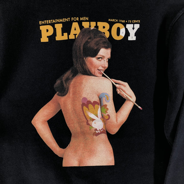 Playboy PLAYBOY Sweatshirt Pullover Hoodie, Men's Size Small cotton navy blue type Vintage Second Hand