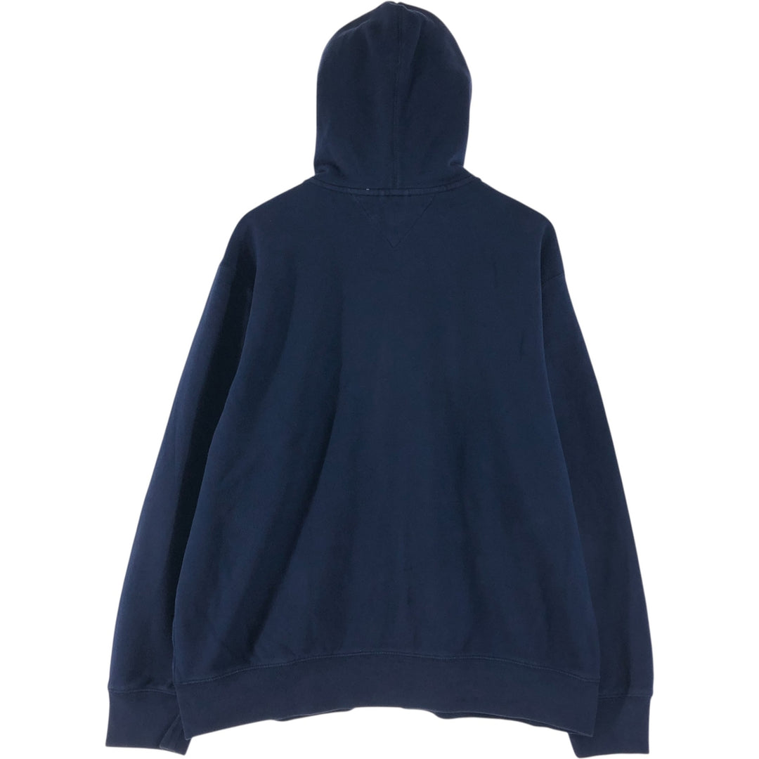 Tommy Hilfiger Sweatshirt Full Zip Hoodie, Men's XL cotton navy blue type Vintage Second Hand