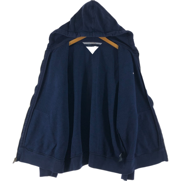 Tommy Hilfiger Sweatshirt Full Zip Hoodie, Men's XL cotton navy blue type Vintage Second Hand