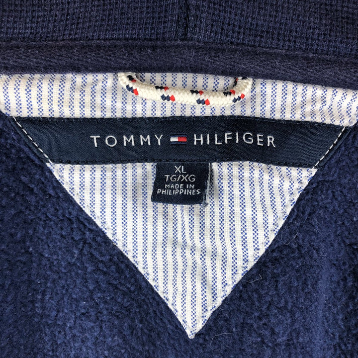 Tommy Hilfiger Sweatshirt Full Zip Hoodie, Men's XL cotton navy blue type Vintage Second Hand