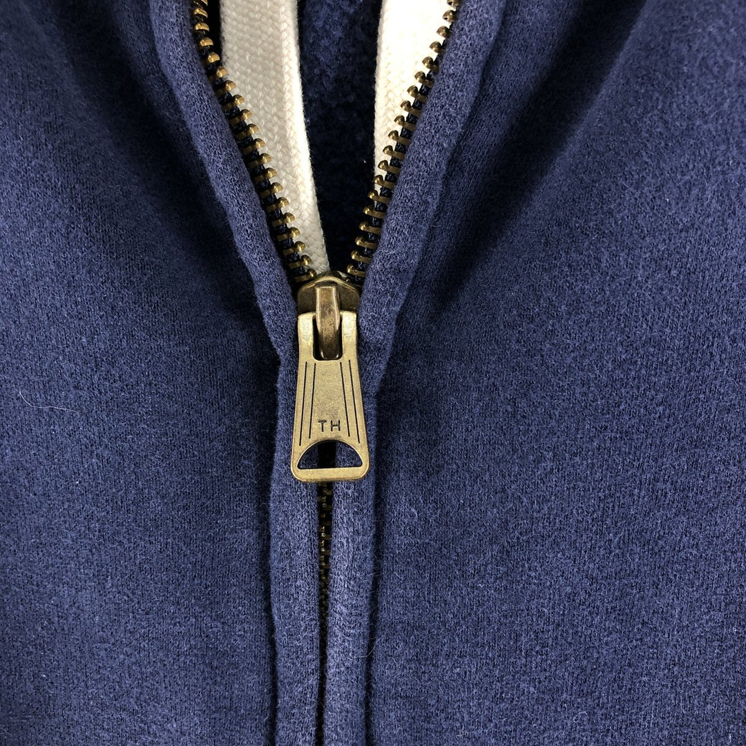 Tommy Hilfiger Sweatshirt Full Zip Hoodie, Men's XL cotton navy blue type Vintage Second Hand