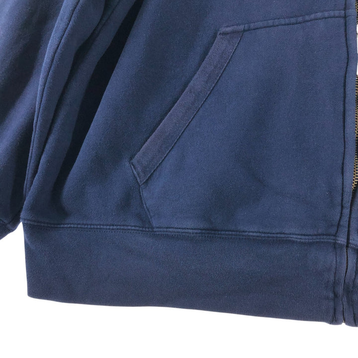 Tommy Hilfiger Sweatshirt Full Zip Hoodie, Men's XL cotton navy blue type Vintage Second Hand