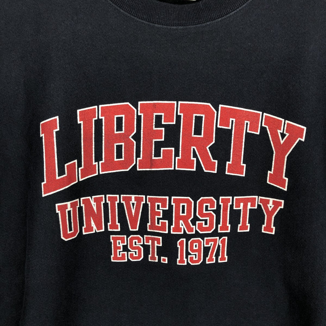 Champion REVERSE WEAVE Reverse Weave 3-row print college sweatshirt, sweatshirt, men's XL size cotton navy blue type Vintage Second Hand