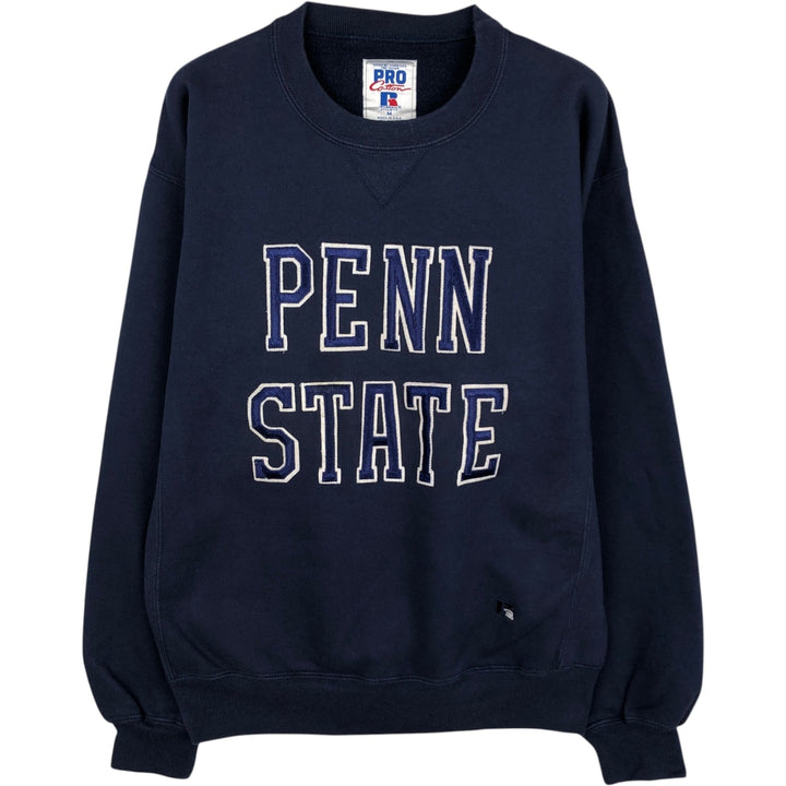 1990'S Russell PRO COTTON Pennsylvania State University College Sweatshirt, Made in USA, Men's Size Medium cotton navy blue type Vintage Second Hand
