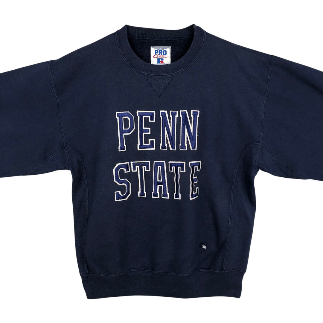 1990'S Russell PRO COTTON Pennsylvania State University College Sweatshirt, Made in USA, Men's Size Medium cotton navy blue type Vintage Second Hand