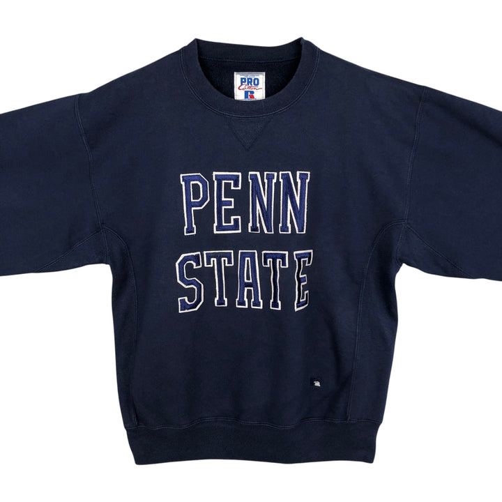 1990'S Russell PRO COTTON Pennsylvania State University College Sweatshirt, Made in USA, Men's Size Medium cotton navy blue type Vintage Second Hand