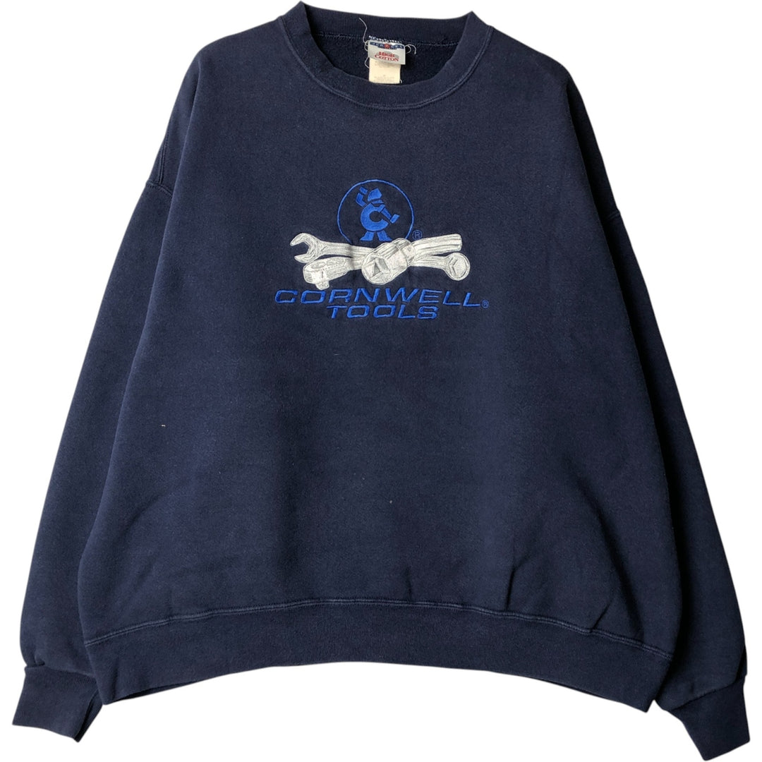 90'S Jerzees Cornwell Tools Advertising Sweatshirt, Men's XXL cotton navy blue type Vintage Second Hand