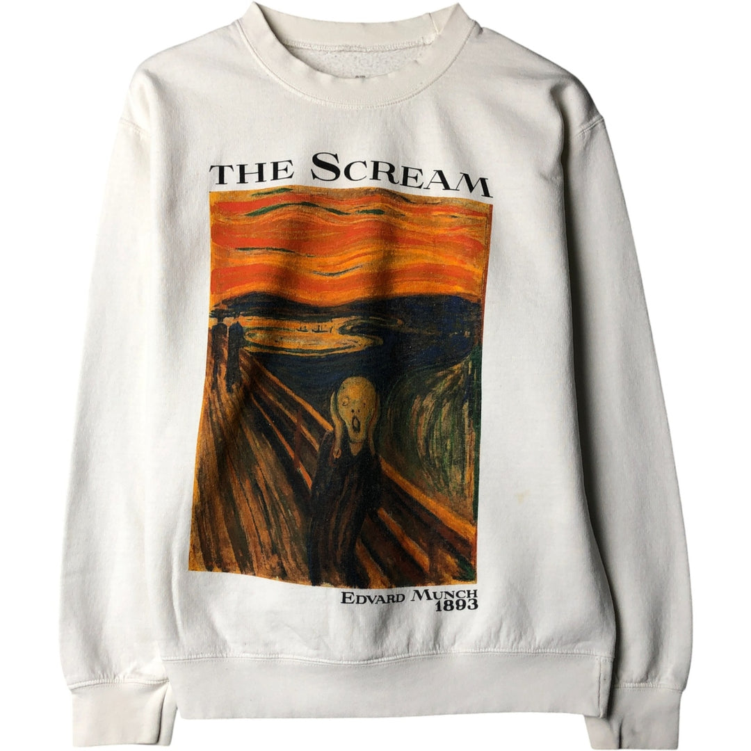 EDVARD MUNCH THE SCREAM Art Print Sweatshirt, Men's Size Small cotton white type Vintage Second Hand