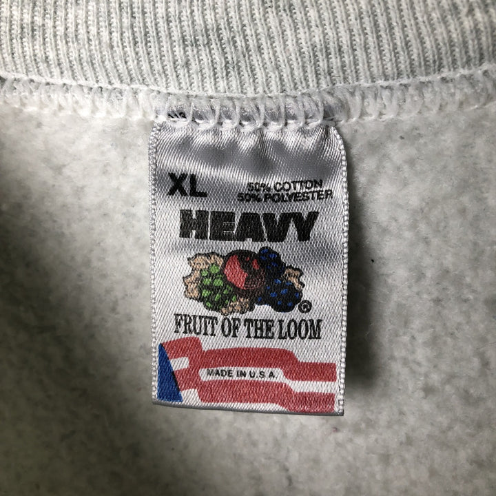 Fruit of the Loom printed sweatshirt, made in the USA, men's size XL cotton gray type Vintage Second Hand