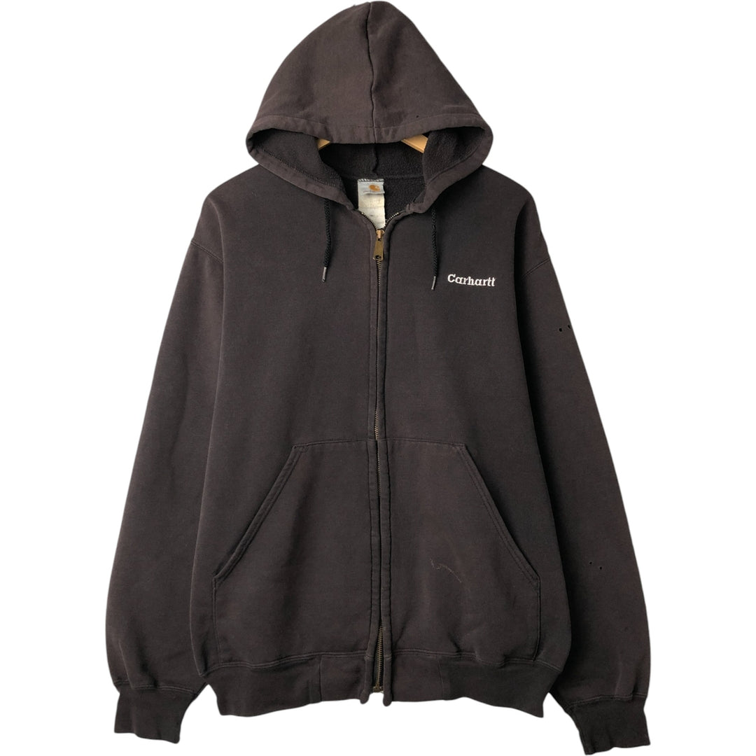 00'S Carhartt Sweat Full Zip Hoodie Men's L size cotton black type Vintage Second Hand