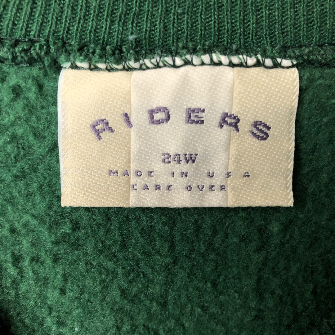Vintage 90'S RIDERS plain blank sweatshirt, made in the USA, men's size XXL cotton Green type dark green Vintage Second Hand