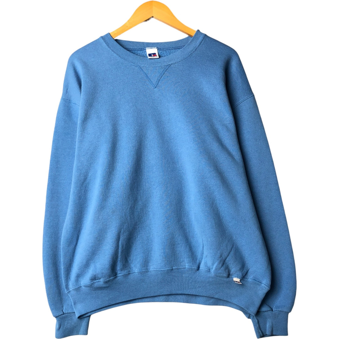 90'S Russell plain blank sweatshirt, sweatshirt, made in USA, men's size L, vintage cotton Blue type light blue Vintage Second Hand