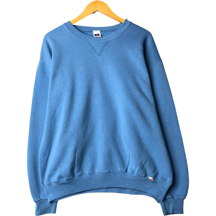 90'S Russell plain blank sweatshirt, sweatshirt, made in USA, men's size L, vintage cotton Blue type light blue Vintage Second Hand