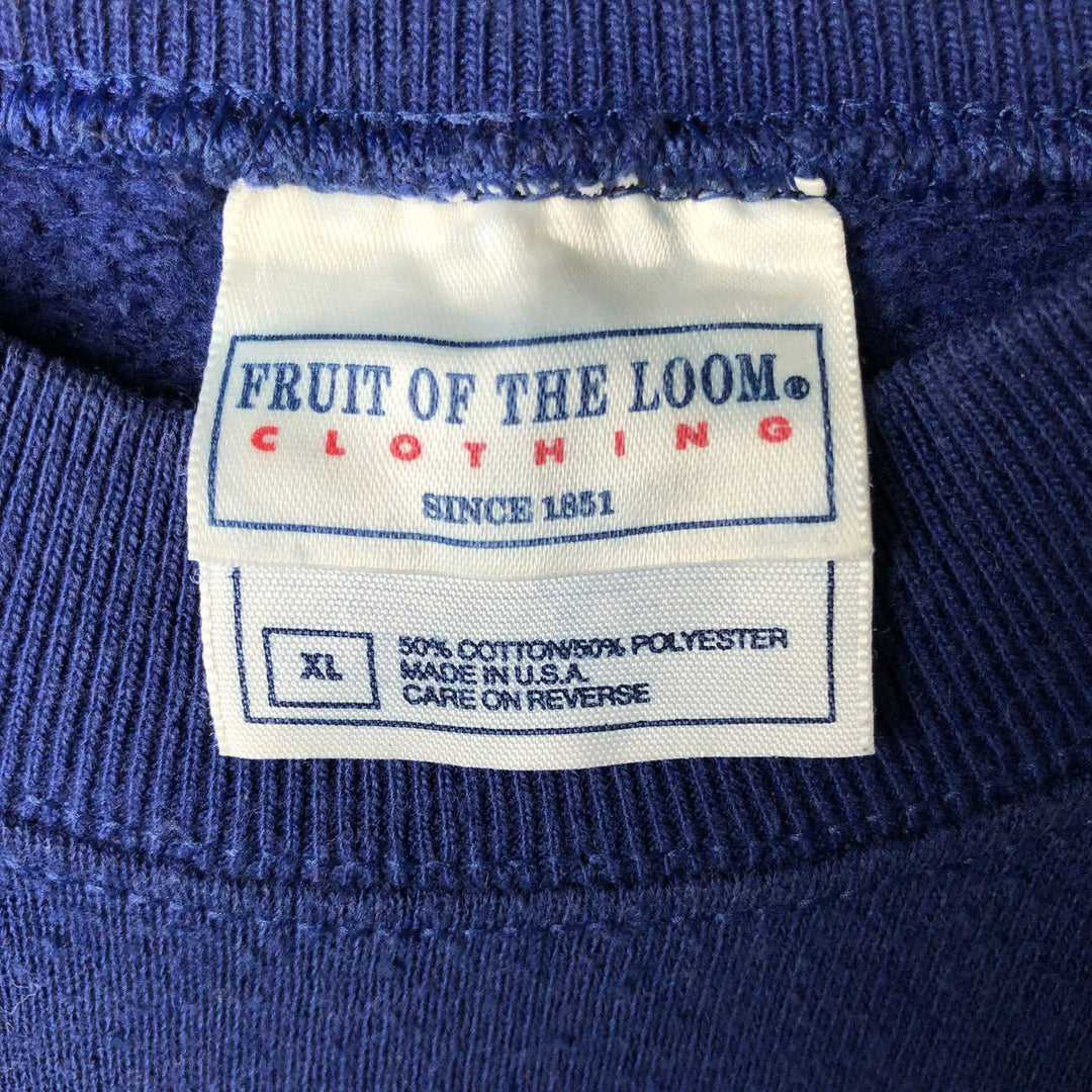 90'S Fruit of the Loom plain blank sweatshirt, Made in USA, Men's XL cotton navy blue type Vintage Second Hand