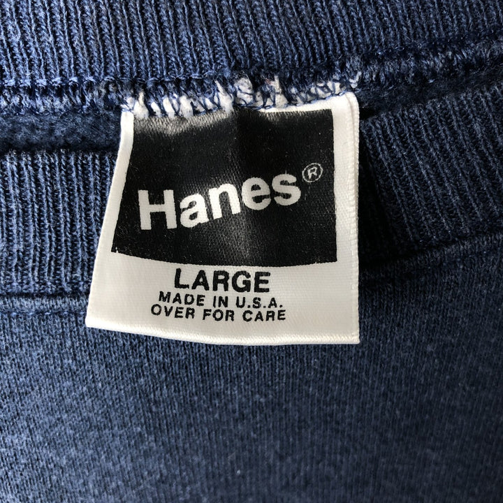 Vintage 90'S Hanes plain blank sweatshirt, made in the USA, men's size L cotton navy blue type Vintage Second Hand