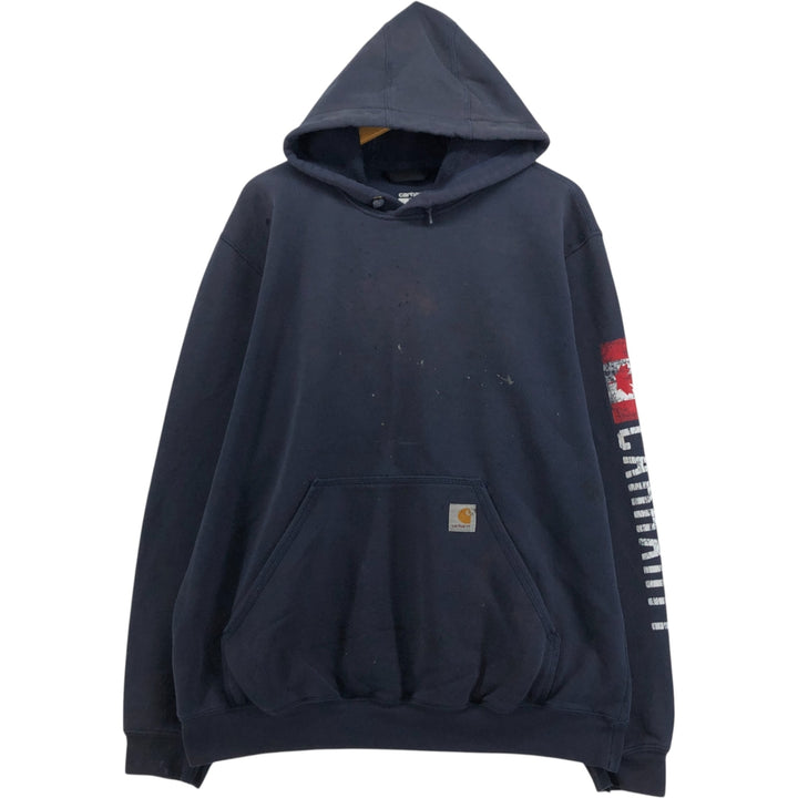Carhartt LOOSE FIT sweatshirt pullover hoodie, men's XL size cotton navy blue type Vintage Second Hand