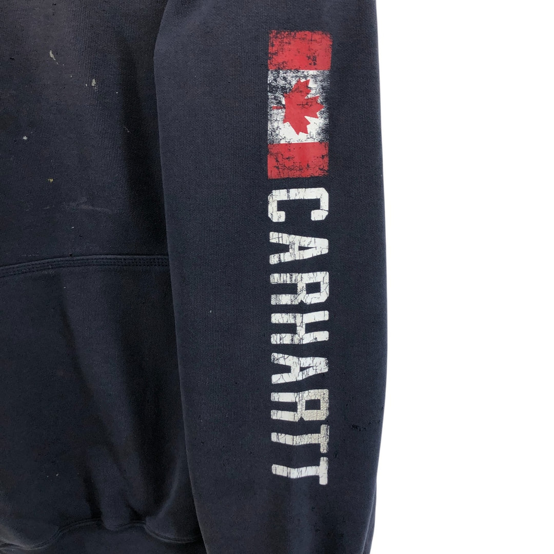 Carhartt LOOSE FIT sweatshirt pullover hoodie, men's XL size cotton navy blue type Vintage Second Hand
