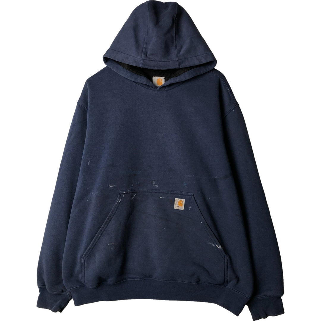 Carhartt Painted Sweat Pullover Hoodie, Men's XL Size cotton navy blue type Vintage Second Hand