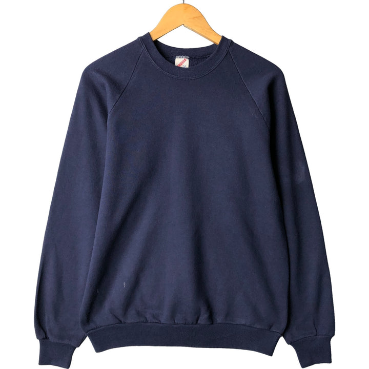 80s-90'S Jerzees Plain Blank Sweatshirt Trainer Made in USA Men's Size L Vintage cotton navy blue type Vintage Second Hand