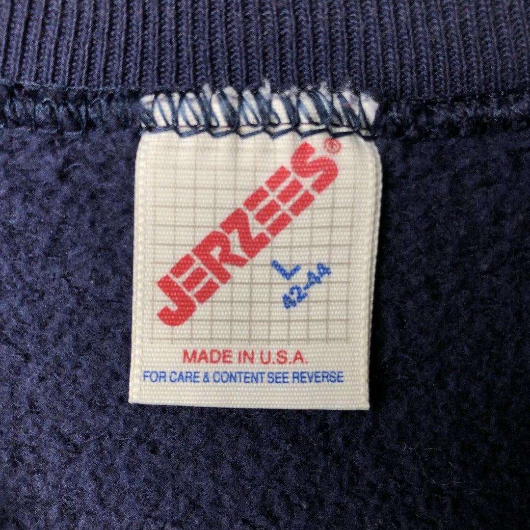 80s-90'S Jerzees Plain Blank Sweatshirt Trainer Made in USA Men's Size L Vintage cotton navy blue type Vintage Second Hand