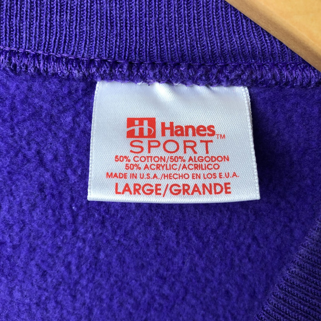Vintage 90'S Hanes plain blank sweatshirt, made in the USA, men's size L cotton purple type Vintage Second Hand