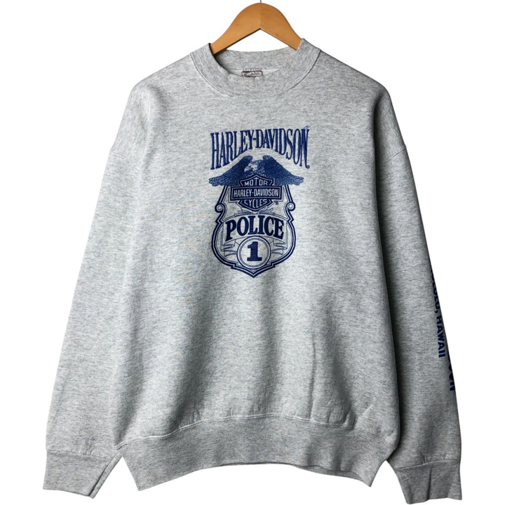 90'S Fruit of the Loom Harley-Davidson Advertising Sweatshirt, Made in USA, Men's XL cotton gray type Vintage Second Hand