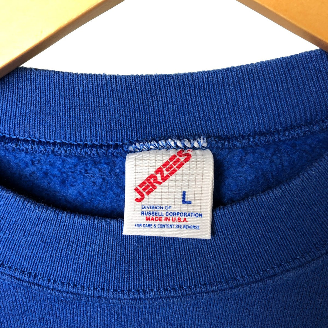 Vintage 80s-90'S Jerzees PHIMA Print Sweatshirt, Made in USA, Men's Size L cotton blue type Vintage Second Hand