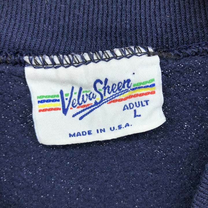 90'S Belvaceen Mickey Mouse character sweatshirt, Made in USA, Men's size L cotton navy blue type Vintage Second Hand