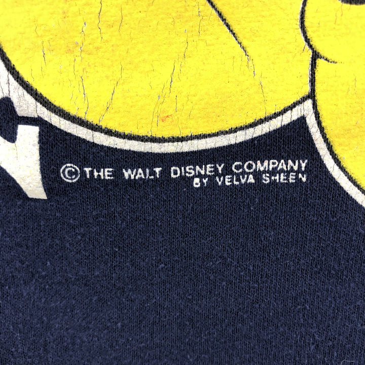 90'S Belvaceen Mickey Mouse character sweatshirt, Made in USA, Men's size L cotton navy blue type Vintage Second Hand