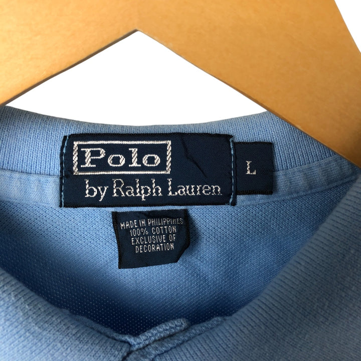Ralph Lauren POLO by Ralph Lauren short sleeve polo shirt, men's size L cotton Blue type light blue Vintage Second Hand