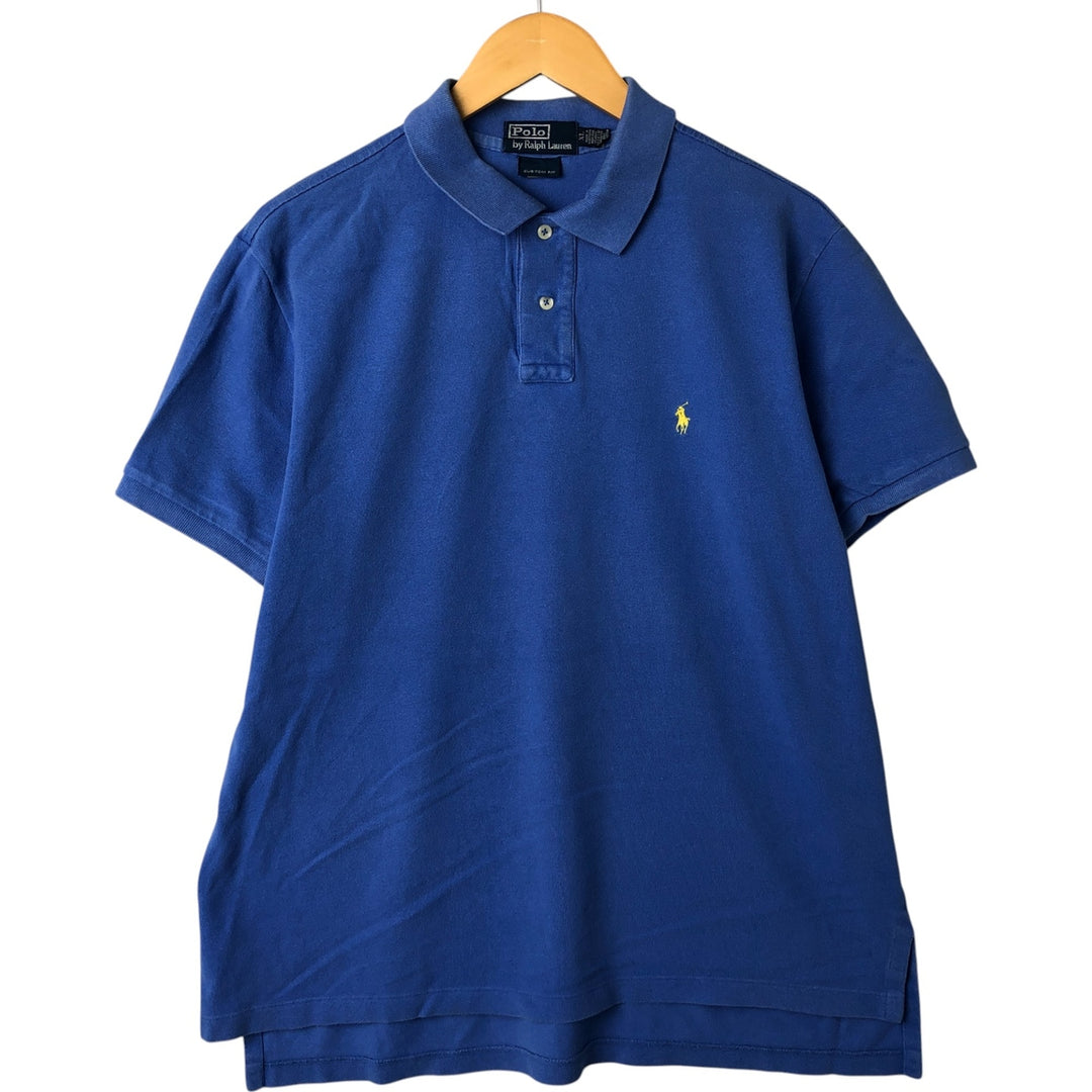 Ralph Lauren POLO by Ralph Lauren short sleeve polo shirt, men's XL size cotton blue type Vintage Second Hand