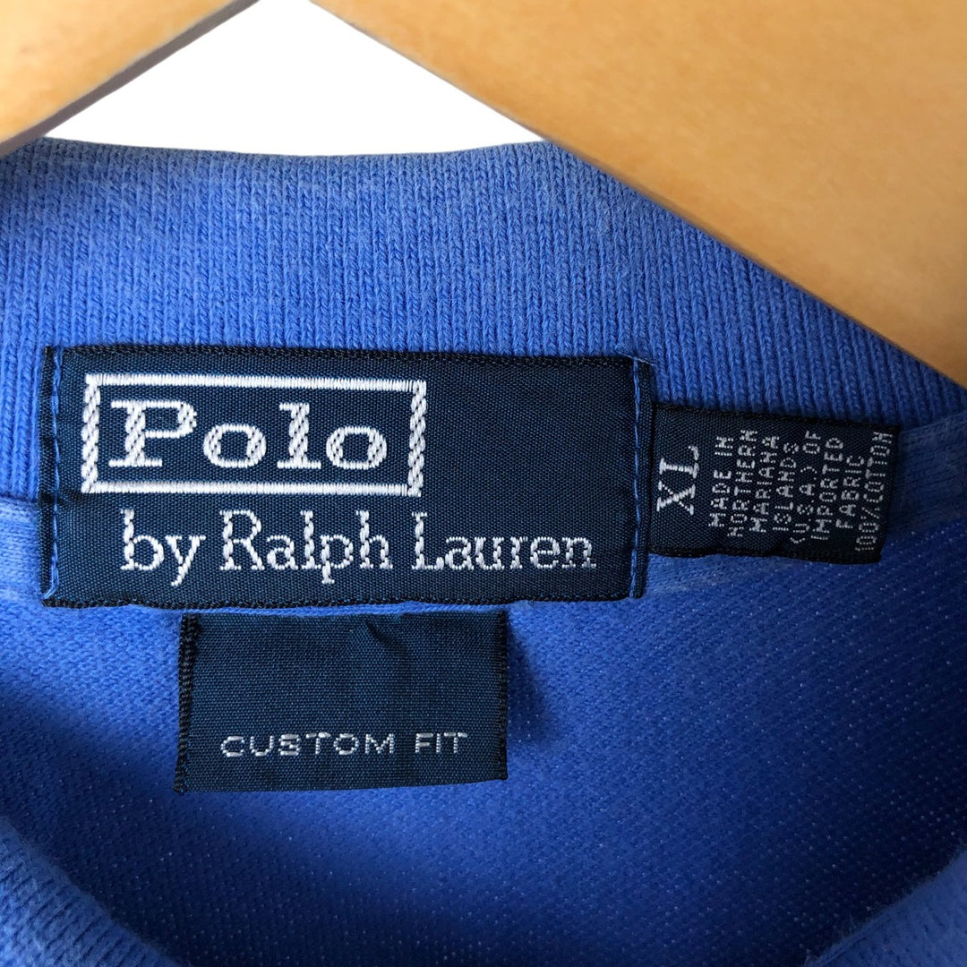 Ralph Lauren POLO by Ralph Lauren short sleeve polo shirt, men's XL size cotton blue type Vintage Second Hand