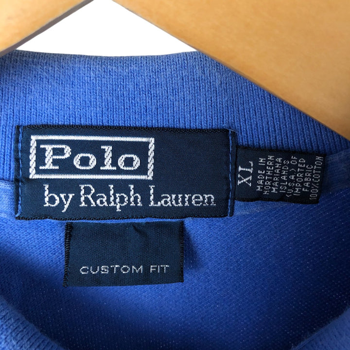 Ralph Lauren POLO by Ralph Lauren short sleeve polo shirt, men's XL size cotton blue type Vintage Second Hand