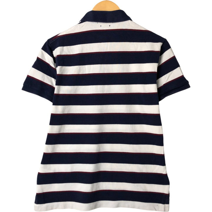 Ralph Lauren POLO RALPH LAUREN CUSTOM SLIM FIT short sleeve striped polo shirt men's size M cotton navy blue type Vintage Second Hand