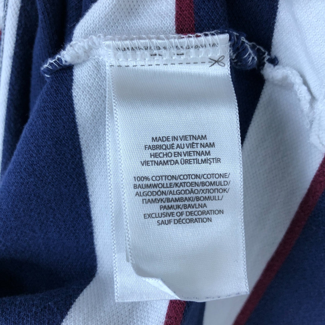 Ralph Lauren POLO RALPH LAUREN CUSTOM SLIM FIT short sleeve striped polo shirt men's size M cotton navy blue type Vintage Second Hand