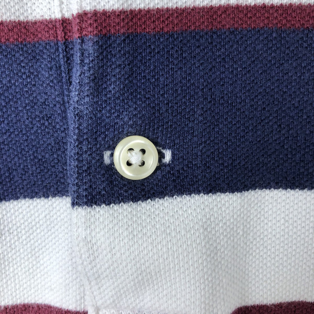 Ralph Lauren POLO RALPH LAUREN CUSTOM SLIM FIT short sleeve striped polo shirt men's size M cotton navy blue type Vintage Second Hand