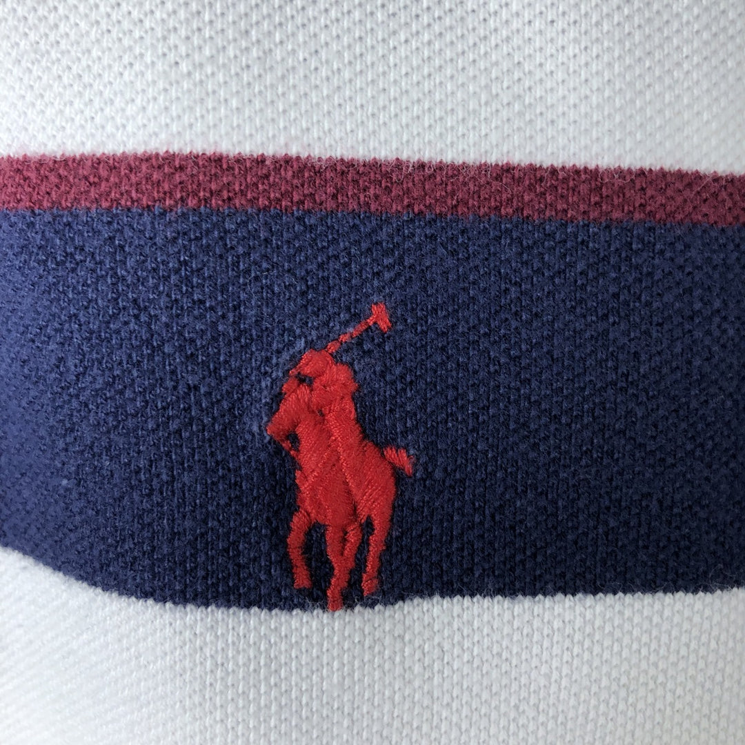 Ralph Lauren POLO RALPH LAUREN CUSTOM SLIM FIT short sleeve striped polo shirt men's size M cotton navy blue type Vintage Second Hand