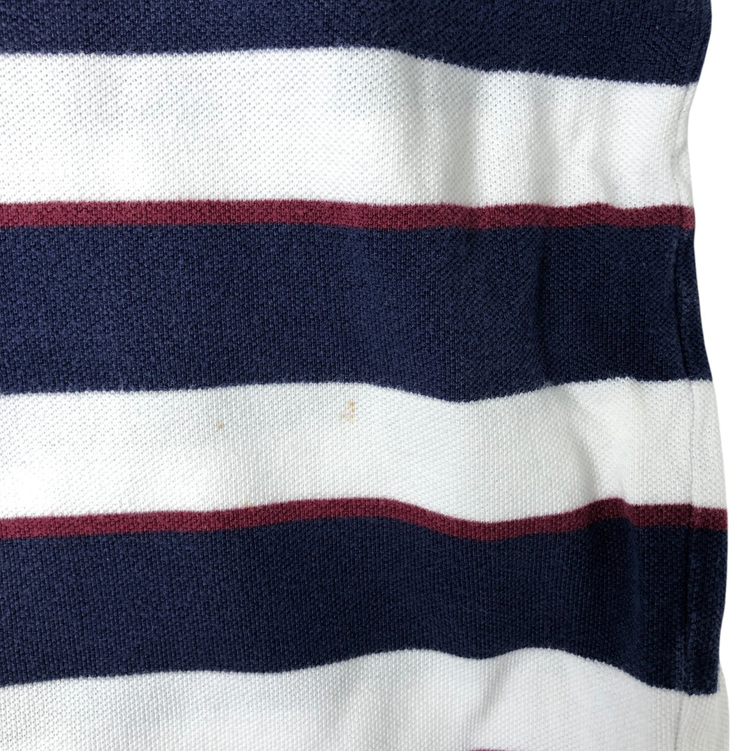 Ralph Lauren POLO RALPH LAUREN CUSTOM SLIM FIT short sleeve striped polo shirt men's size M cotton navy blue type Vintage Second Hand
