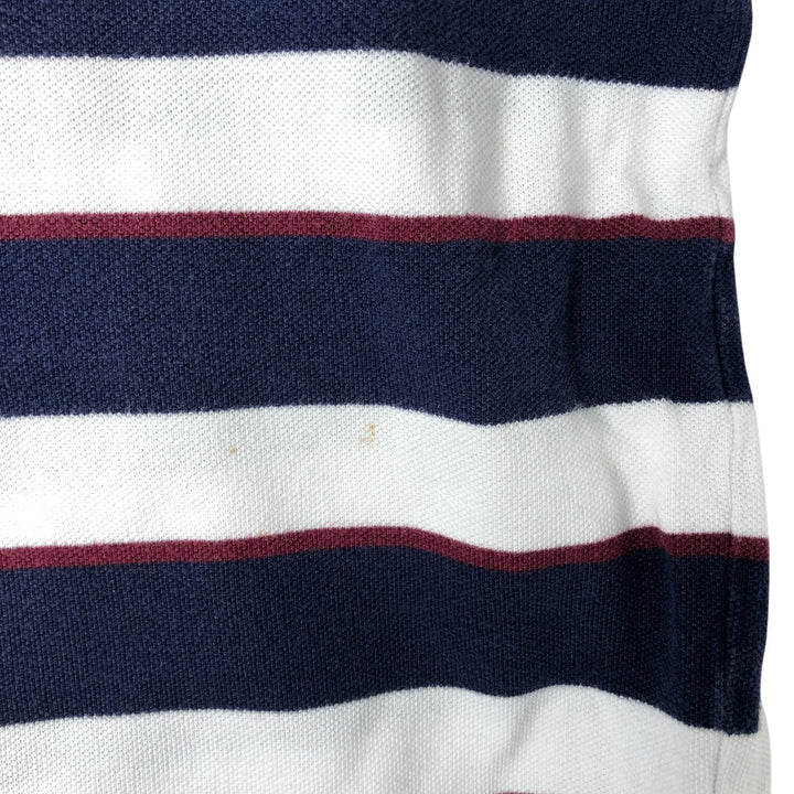 Ralph Lauren POLO RALPH LAUREN CUSTOM SLIM FIT short sleeve striped polo shirt men's size M cotton navy blue type Vintage Second Hand